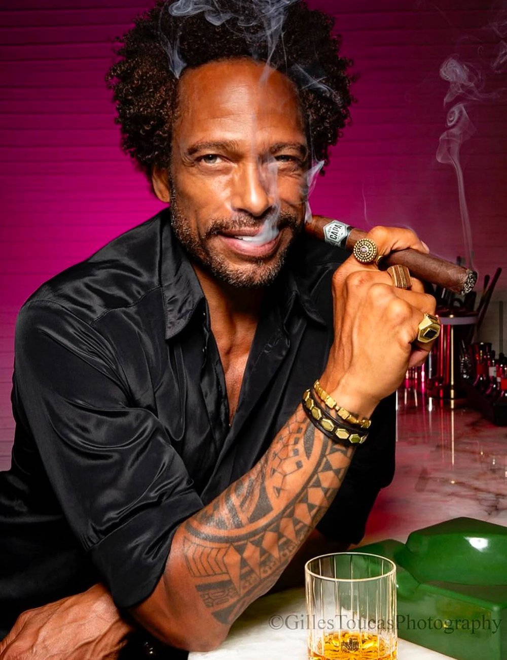 Gary Dourdan with a Don Capa cigar for a brand endorsement campaign