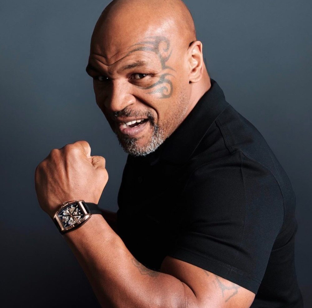 Mike Tyson wearing a Montignac watch for a brand endorsement campaign