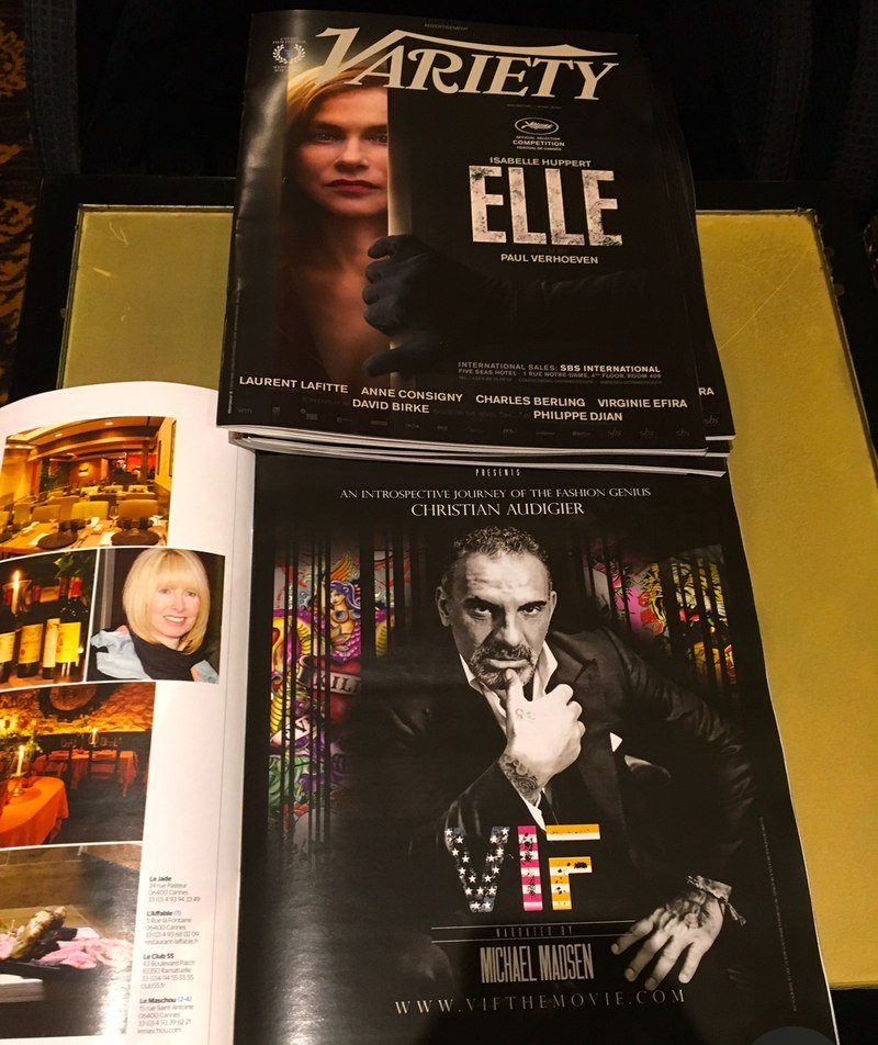 Variety magazine placement alongside The Vif documentary poster at Cannes